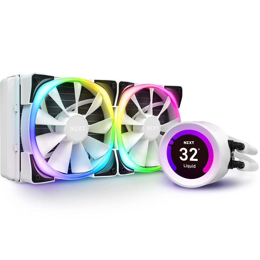 NZXT Kraken Z53 RGB 240mm AIO Liquid Cooler with LCD Display - White. 12th gen LGA 1700 Compatible