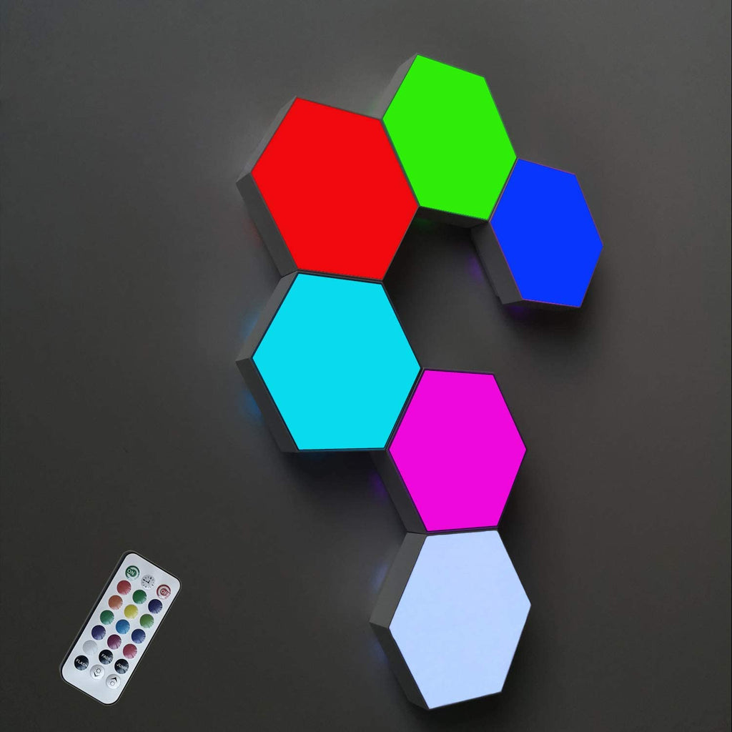 LED Hexagon Wall Light RGB Ambient Light USB Touch Night Light Remote  Control For Indoor Computer Game Room Bedroom Bedside Gift