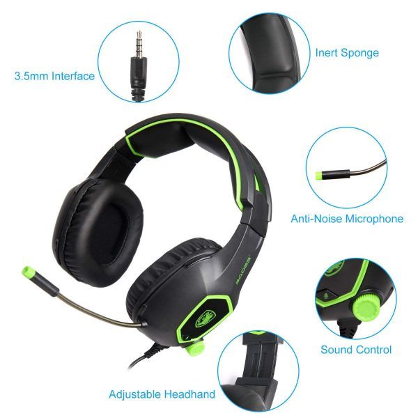 SADES SA-818 Gaming Headset (Black/Green)