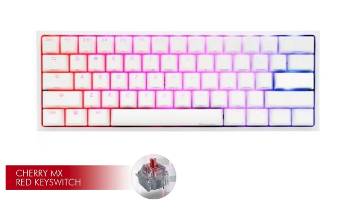 WHITE Ducky One 2 Mini v2 RGB Mechanical Keyboard Red Switch