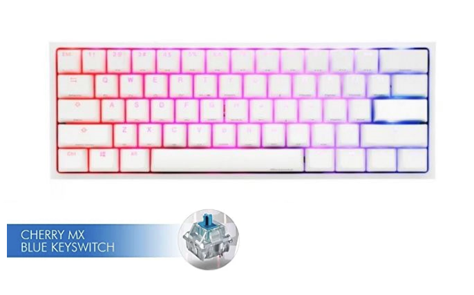 WHITE Ducky One 2 Mini v2 RGB Mechanical Keyboard Blue Switch