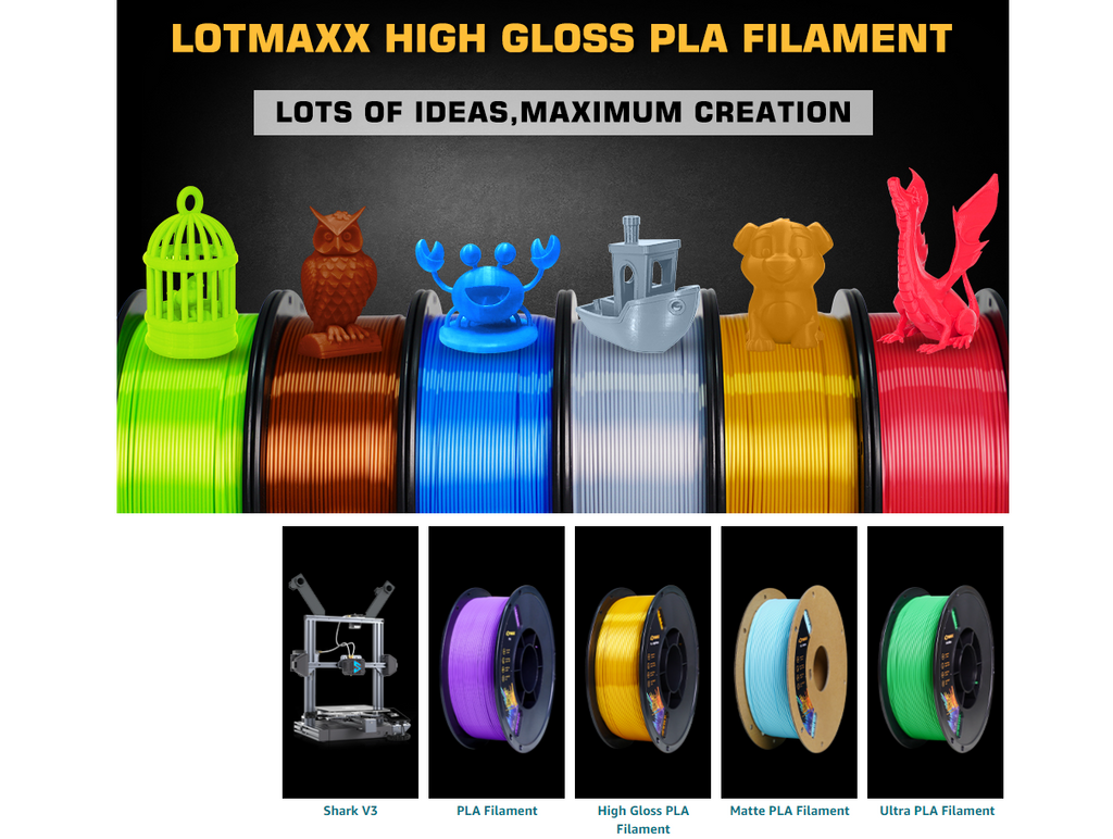 filaments(Colours) for LOTMAXX SHARK V3 PLA - High gloss silk, 1KG