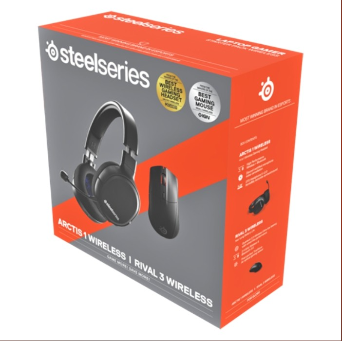 SteelSeries Arctis 1 Wireless Headset + Rival 3 Wireless Gaming Mouse Bundle
