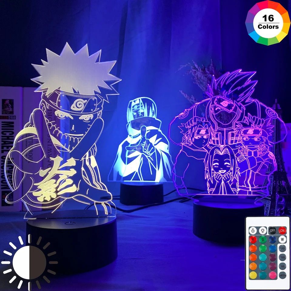 3D LED Naruto Konoha Colorful Nightlight Touch Remote Table Lamp