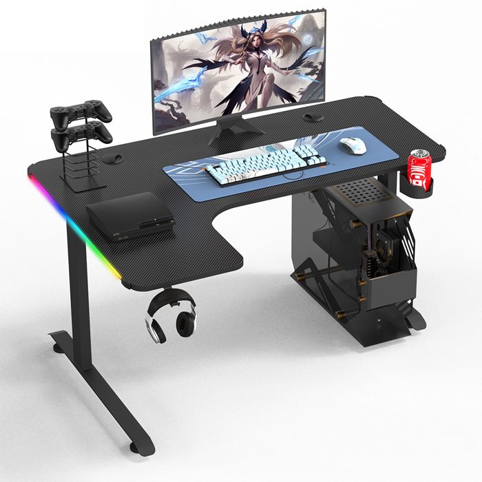 Corner Gaming Table RGB Black