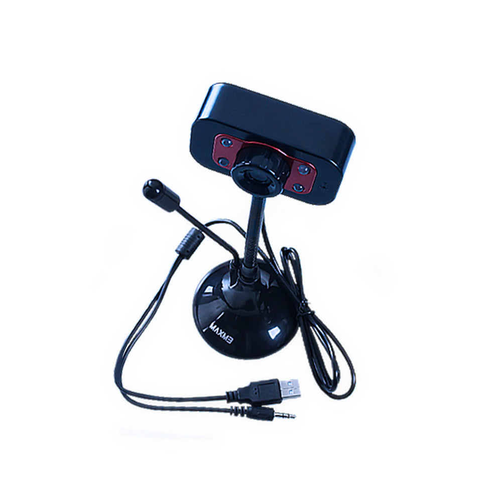 480p USB high quality HD Gaming Webcam + Mic [LED] (Red)