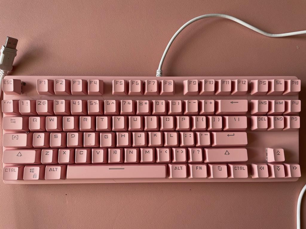Leaven K550 Wired Arabic Gaming Mechanical Keyboard Pink colour