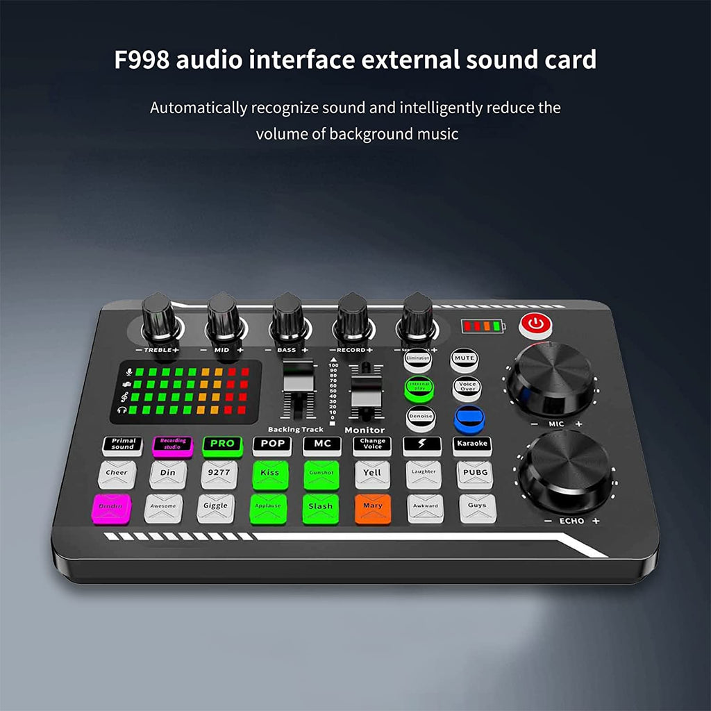 Live Sound Mixer Audio Interface, Audio Mixer for Streaming, Gaming, Recording, Singing, PC, Computer. Black