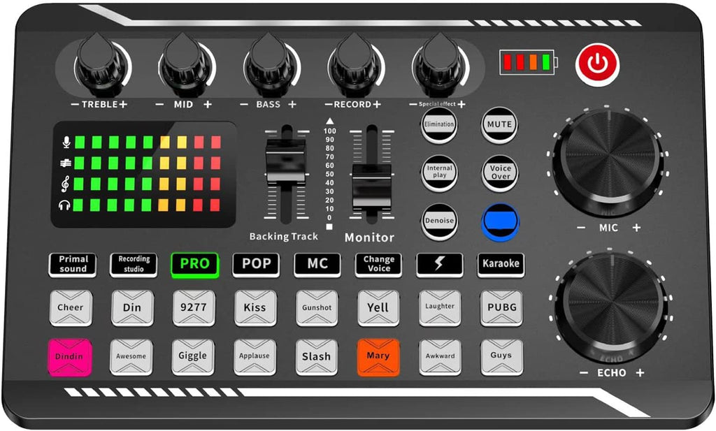 Live Sound Mixer Audio Interface, Audio Mixer for Streaming, Gaming, Recording, Singing, PC, Computer. Black