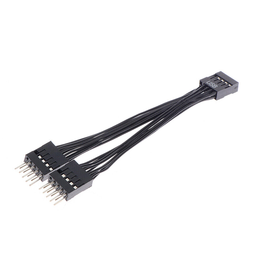 USB Motherboard Cable USB Header Extension Cable 9Pin 1 Female to 2 Male Y Splitter Cable Black