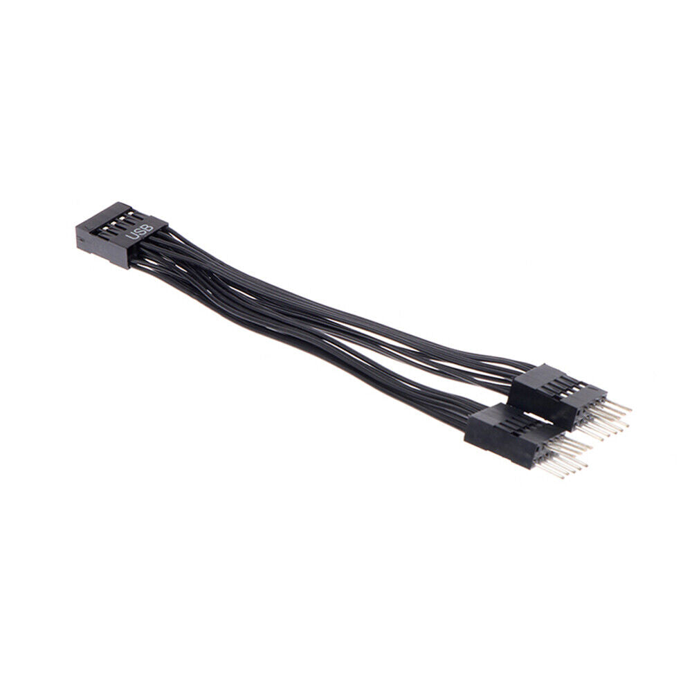 USB Motherboard Cable USB Header Extension Cable 9Pin 1 Female to 2 Male Y Splitter Cable Black