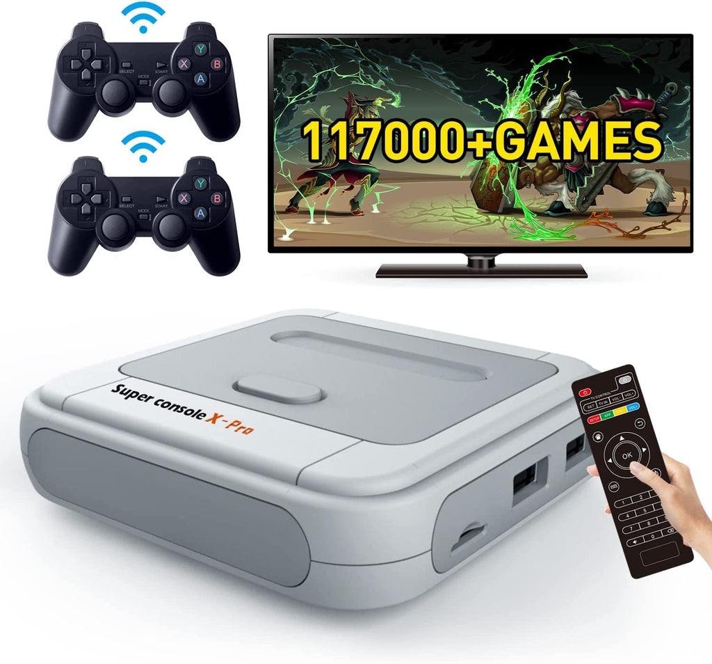 Super Console X Video Game Console, 41,000+ Games,with 2 Gamepads,Game Consoles for TV Support HD Output, Support 5 Players, 28GB