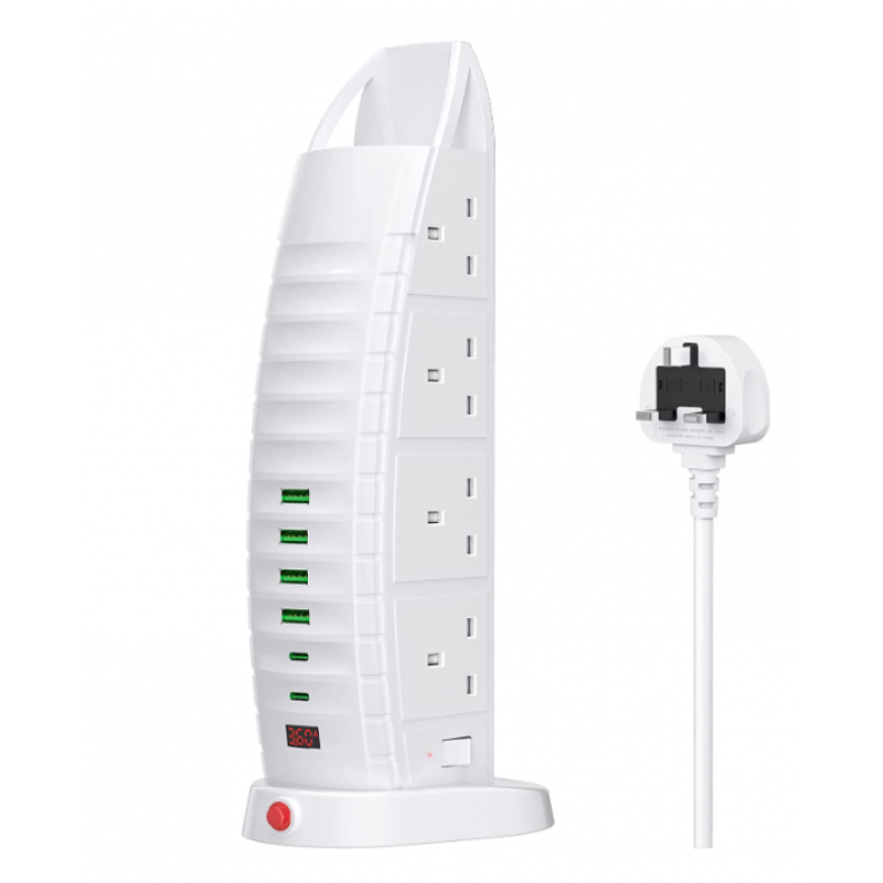 Sailboat vertical power socket 6 USB ports & 8 AC Outlets, power extension