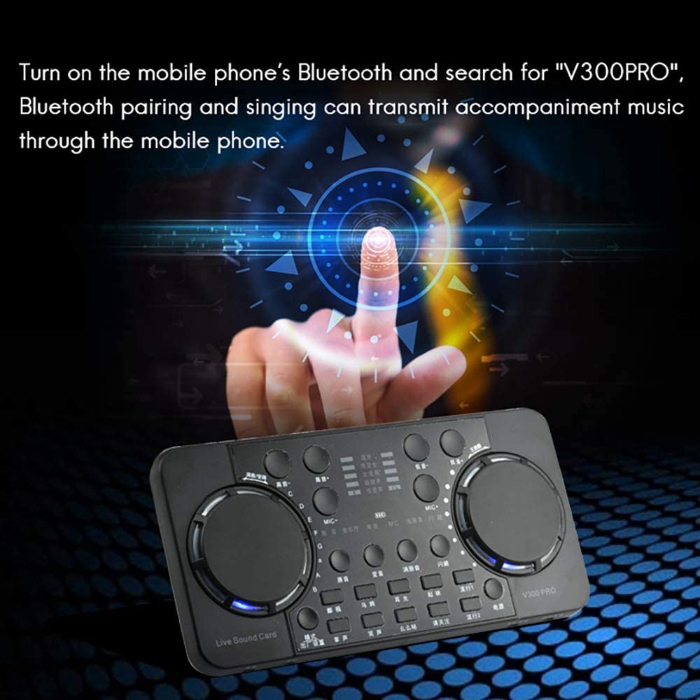 V300 PRO Sound Card 10 Sound Effects Noise Reduction Audio Mixers Headset mic Voice Control for Phone PC
