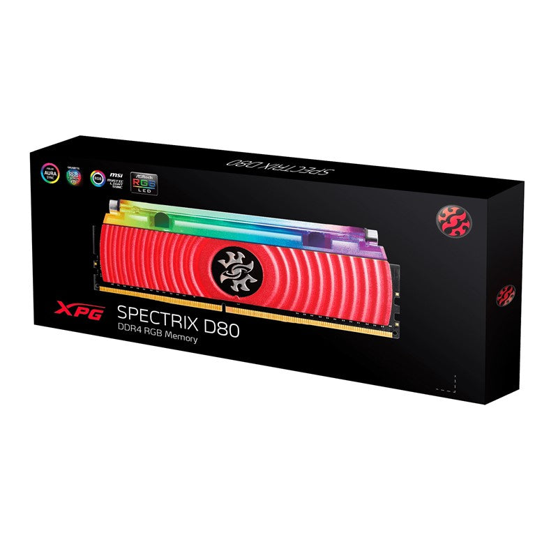 XPG Spectrix D80 DDR4 RGB 16GB (8GB x 2) 4133MHz Liquid Cooling Memory - Red